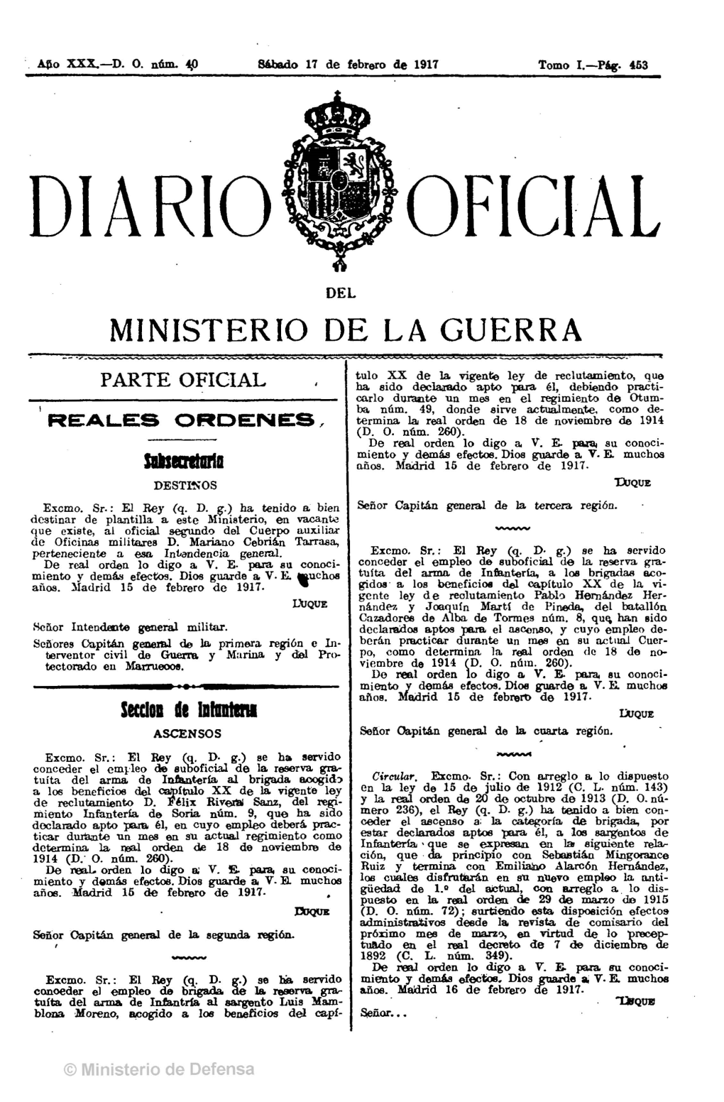 Diario Oficial Del Ministerio De La Guerra