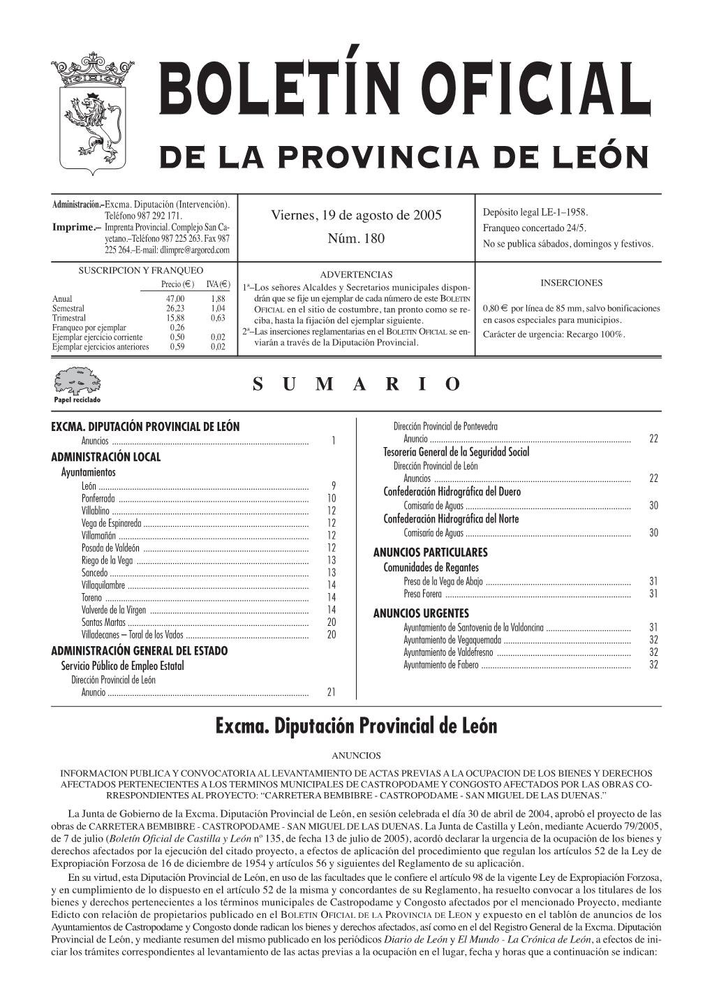 Boletín Oficial De La Provincia De León