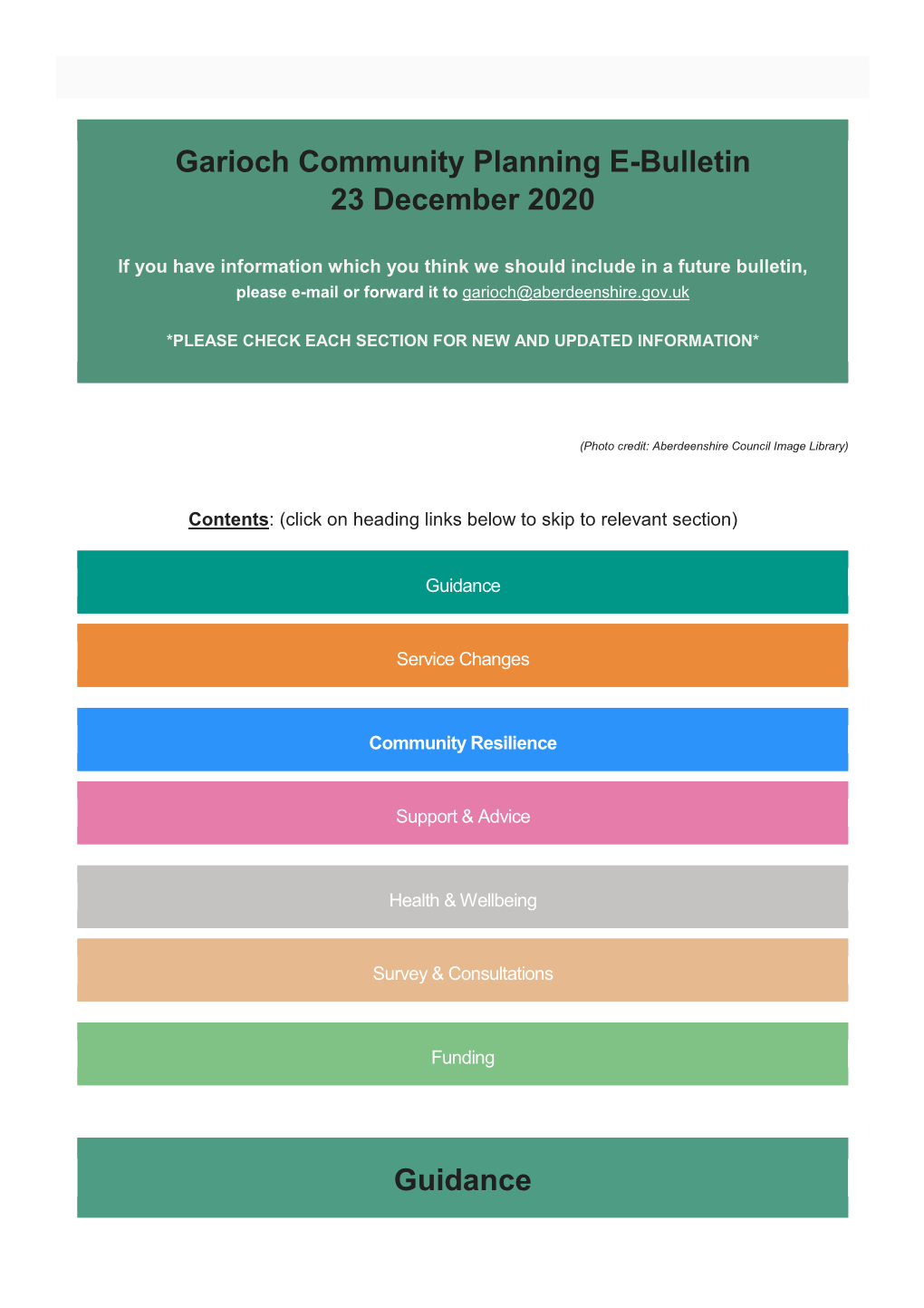 Garioch Community Planning E-Bulletin 23 December 2020