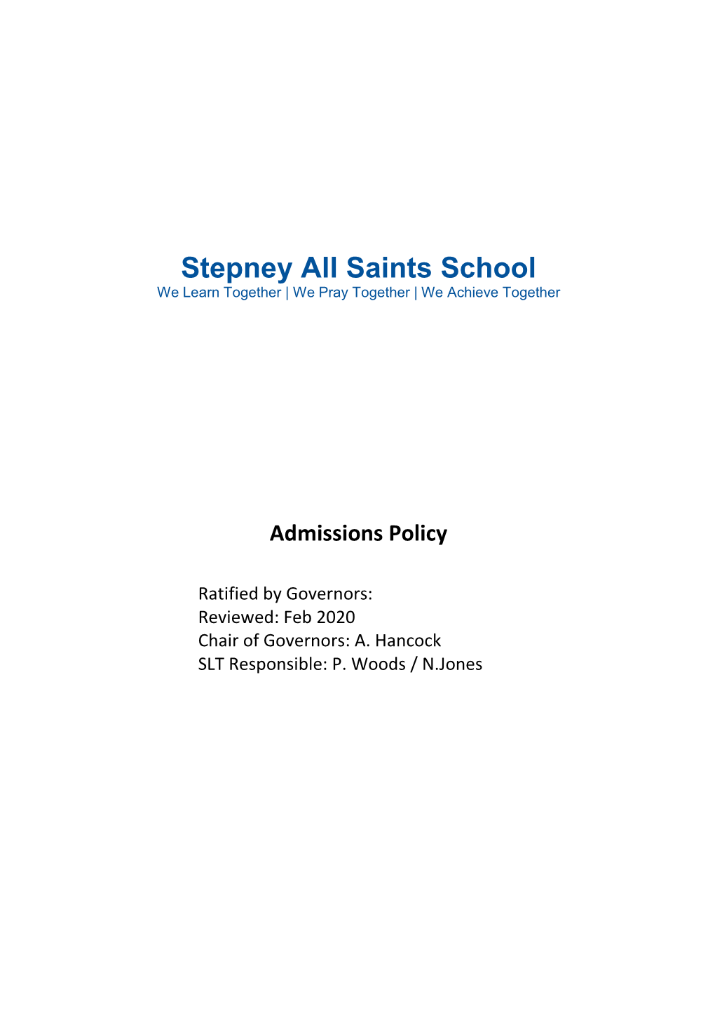 Admissions Policy