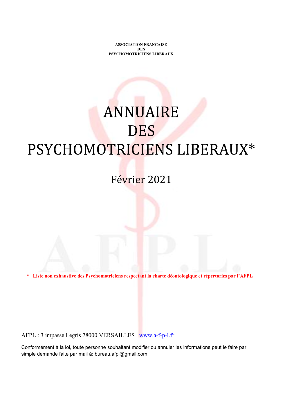 Annuaire Libéral AFPL 2021