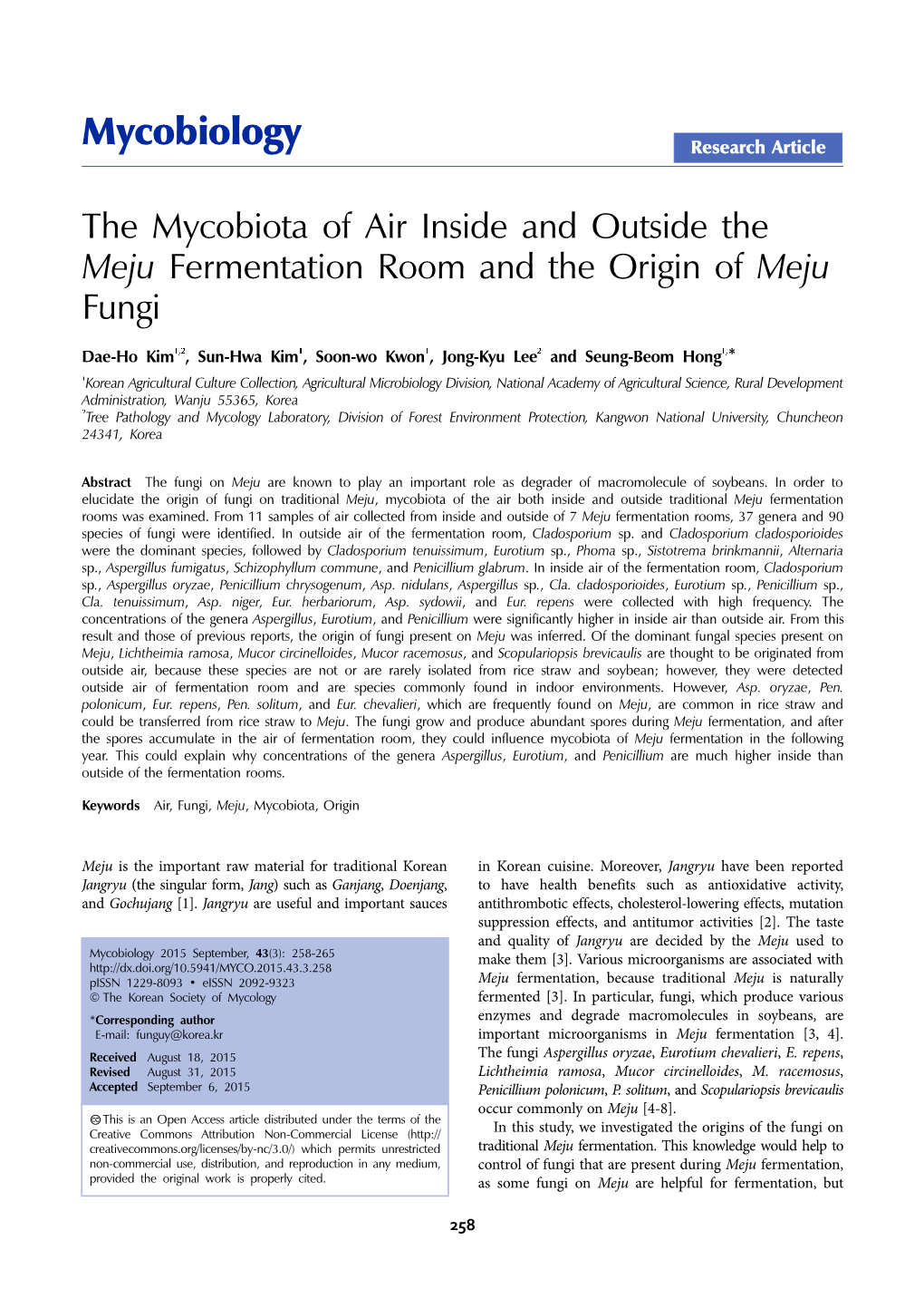 Mycobiology Research Article
