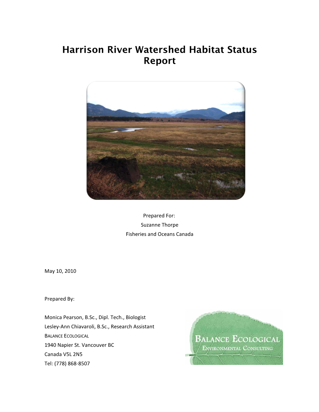 Harrison River Watershed Habitat Status Report