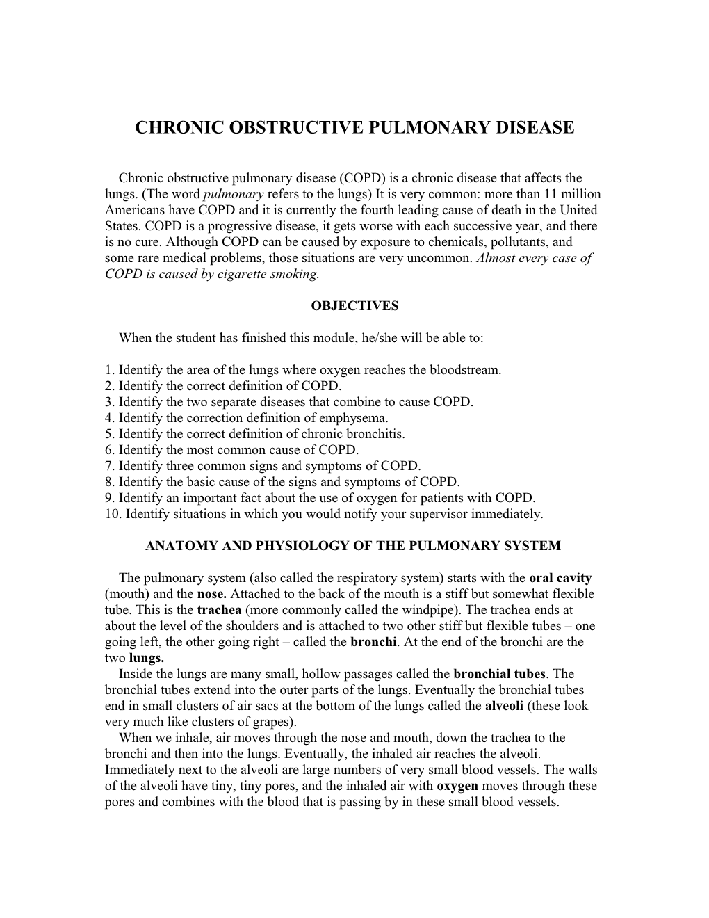 Chronic Obstructive Pulmonary Disease