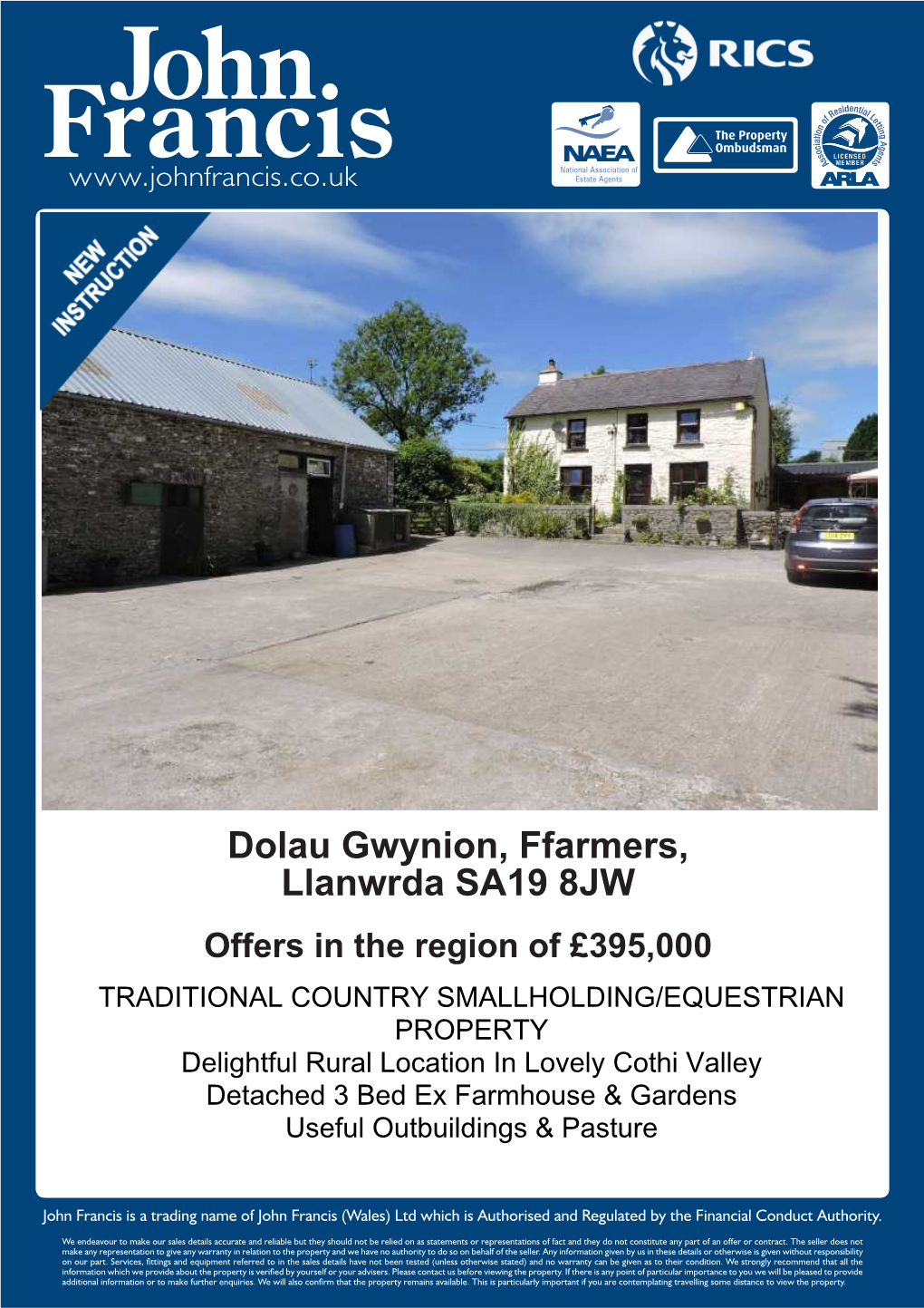 Dolau Gwynion, Ffarmers, Llanwrda SA19