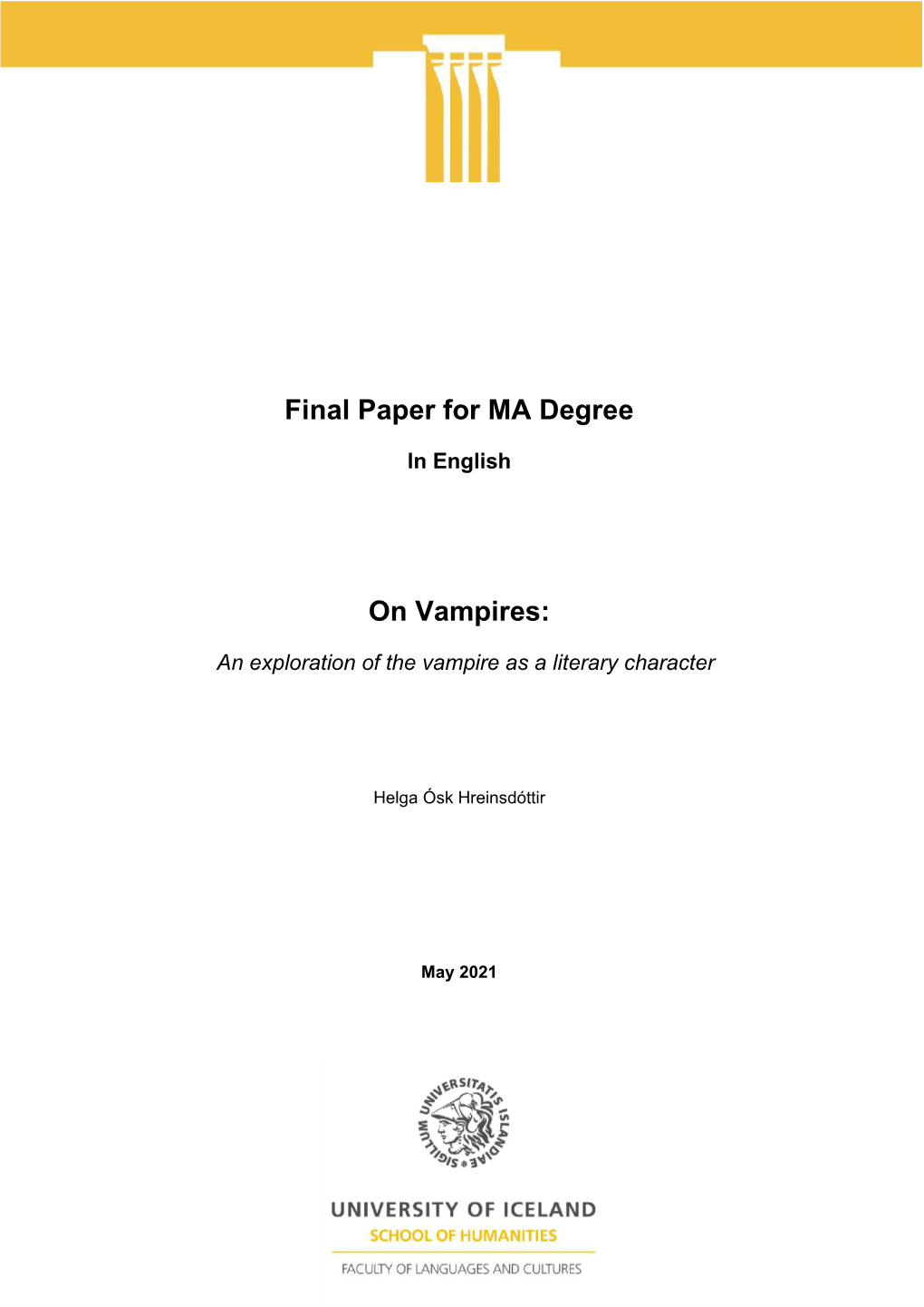 Final Paper for MA Degree on Vampires