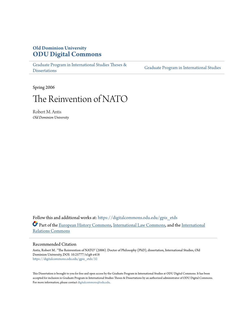 The Reinvention of NATO Robert M