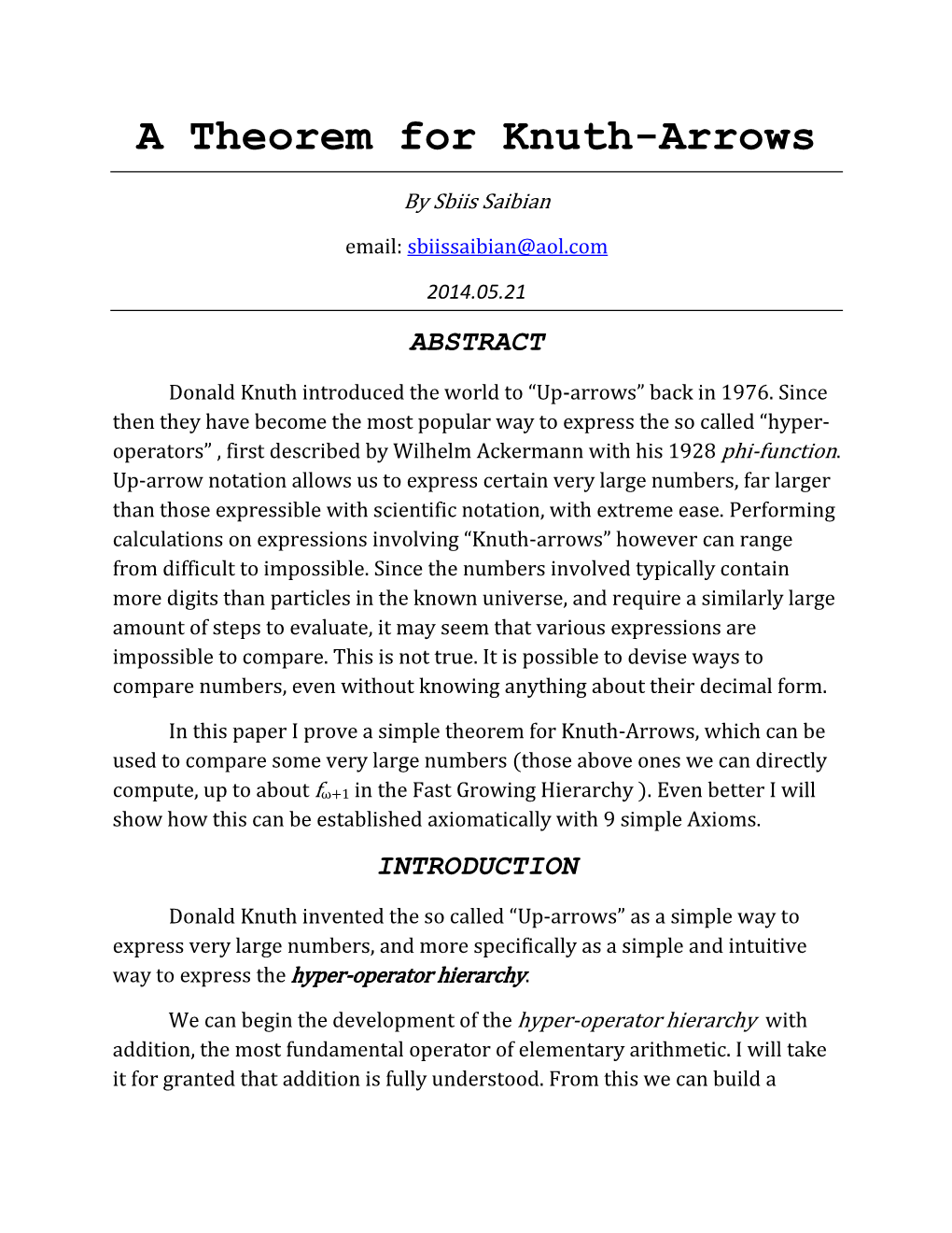 A Theorem for Knuth-Arrows