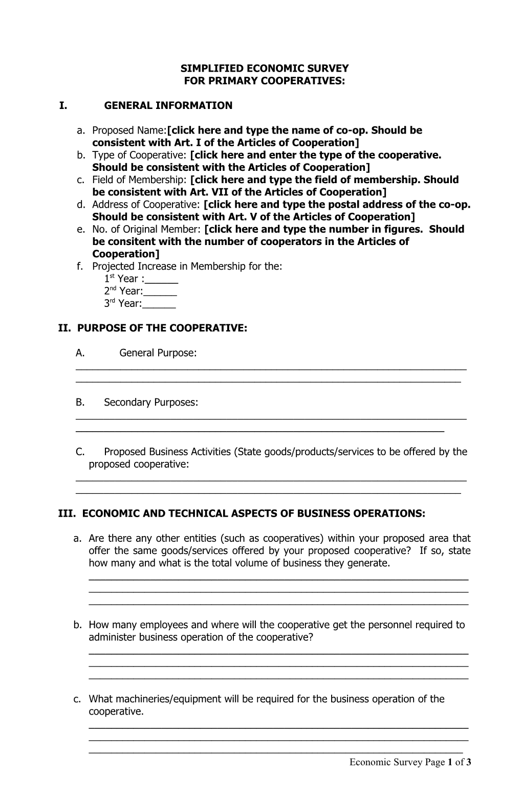 Economic Survey Form