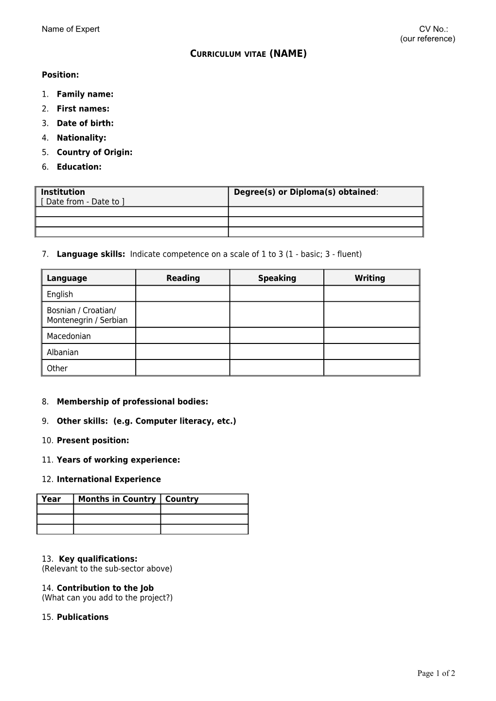 Curriculum Vitae (Check If the Latest Version on Website)