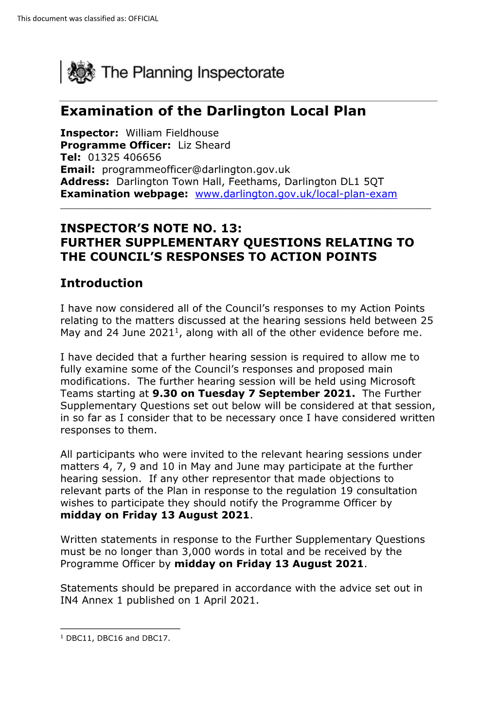 Examination of the Darlington Local Plan