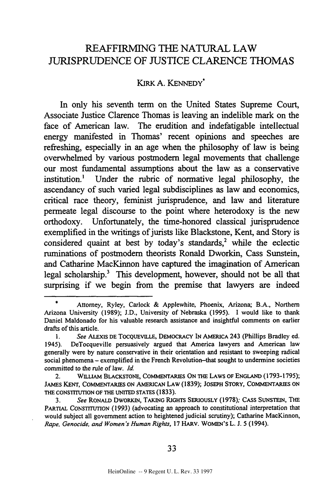 Reaffirming the Natural Law Jurisprudence of Justice Clarence Thomas