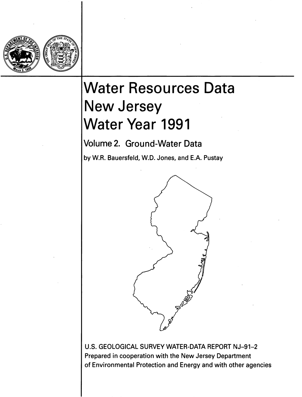 Water Resources Data New Jersey Water Year 1991 Volume 2