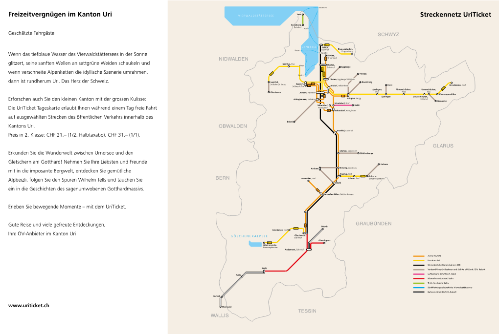 Freizeitvergnügen Im Kanton Uri Streckennetz Uriticket