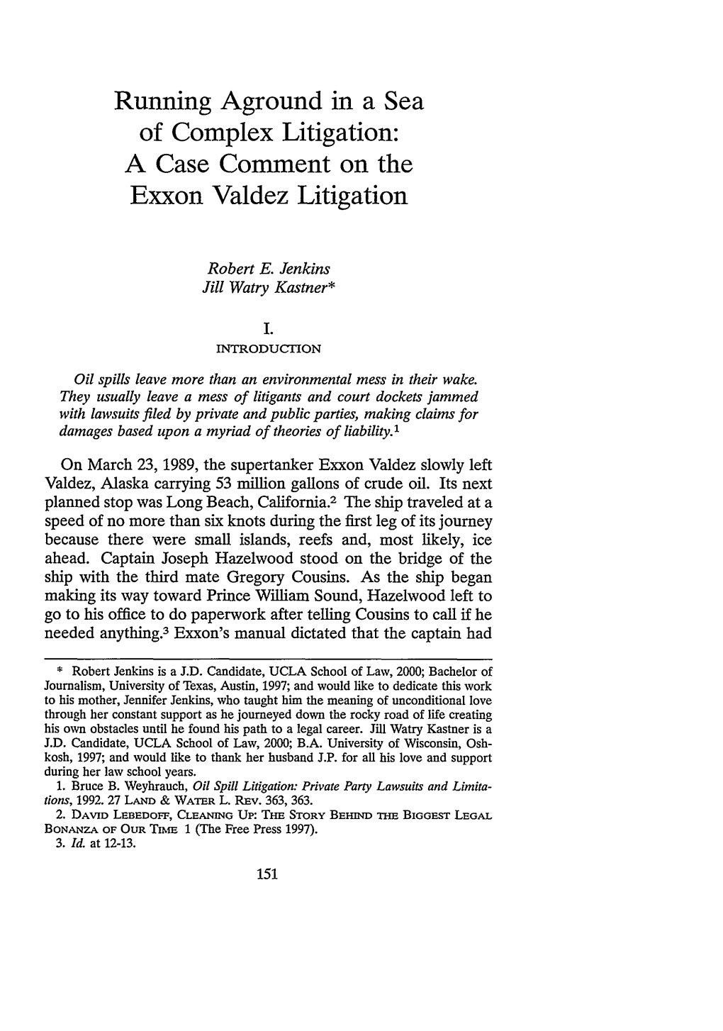 A Case Comment on the Exxon Valdez Litigation