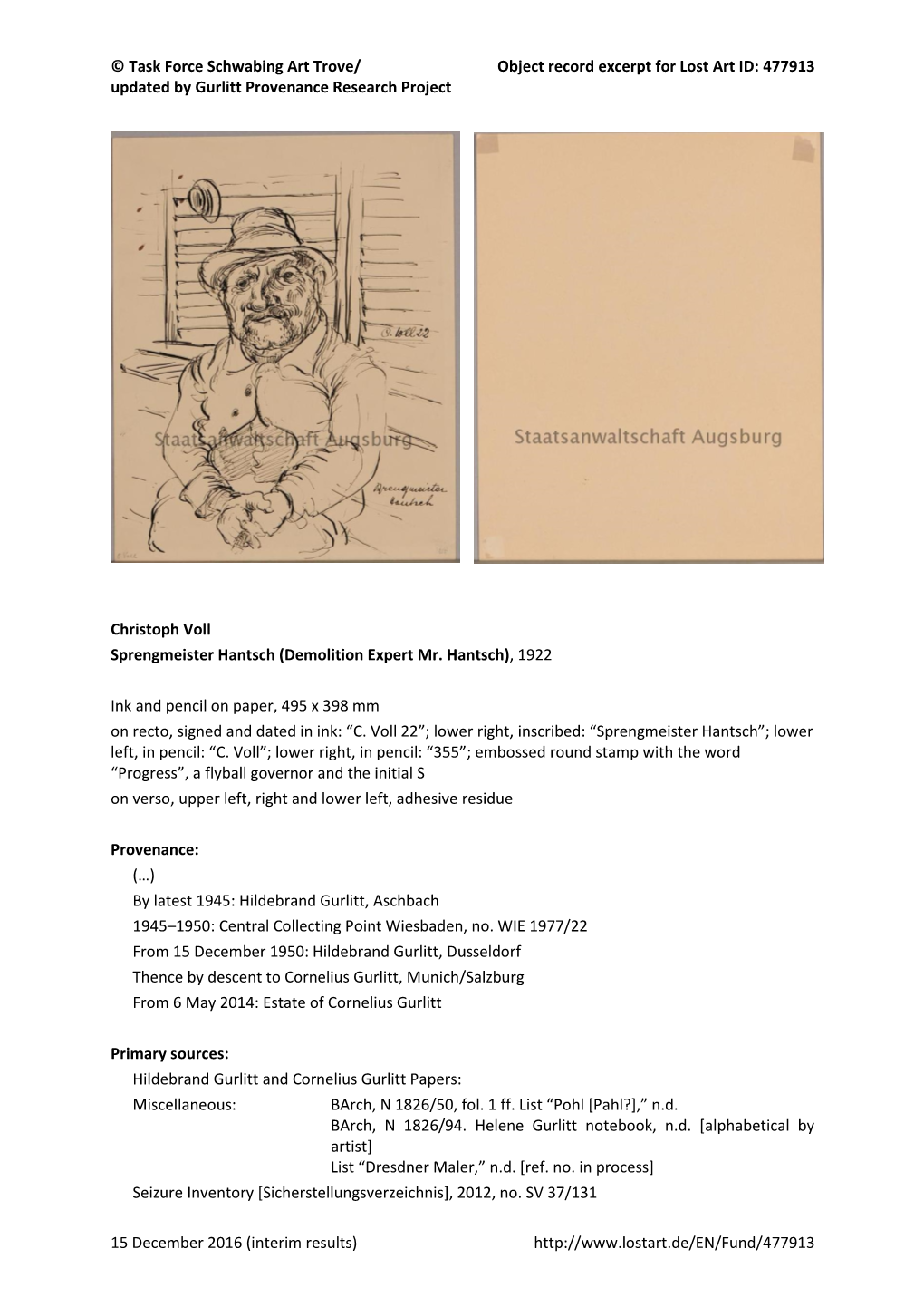 477913 Updated by Gurlitt Provenance Research Project