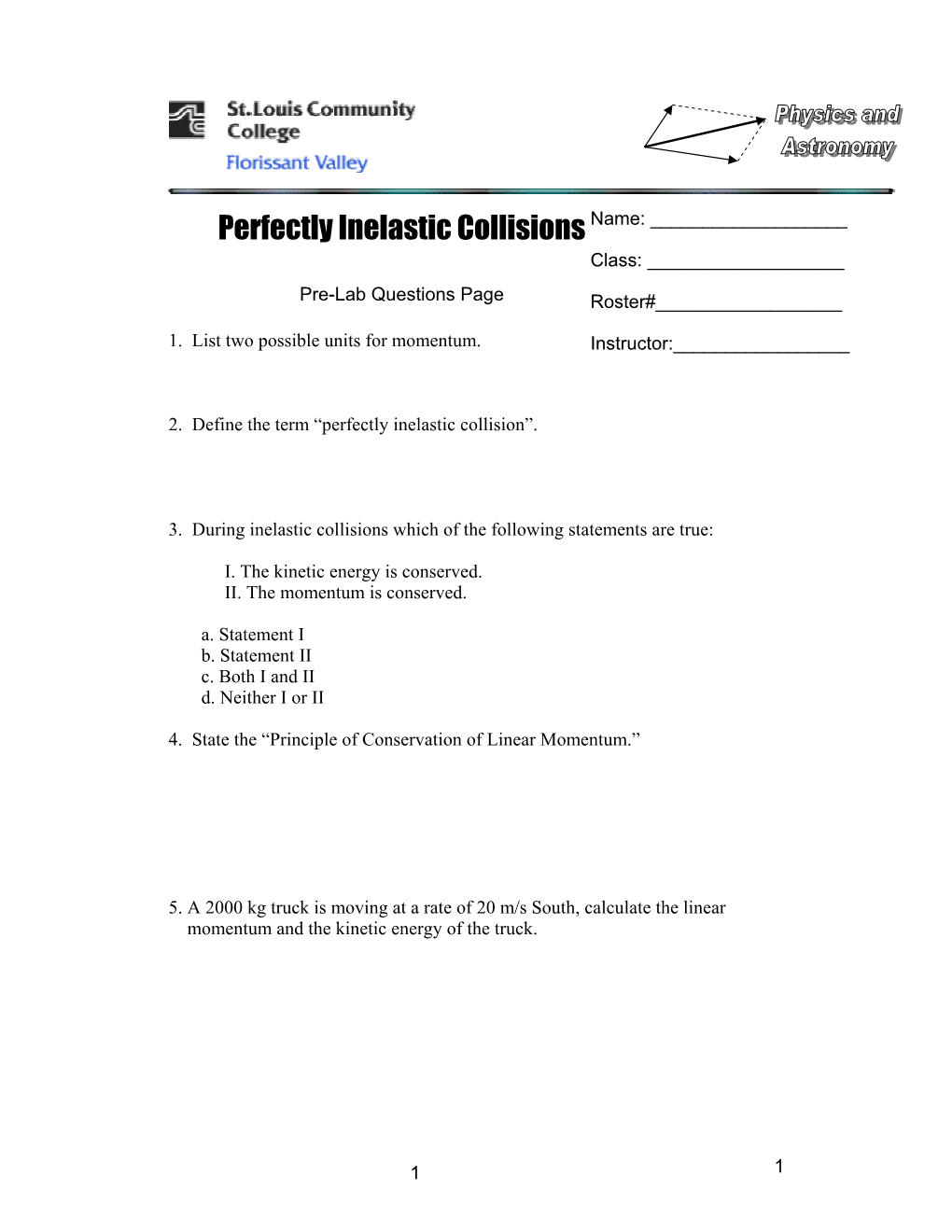 Inelastic Collisions Class: ______