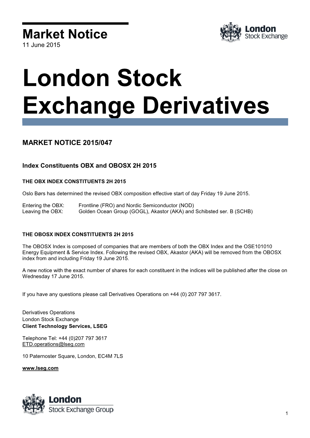 MARKET NOTICE 2015-047 Index