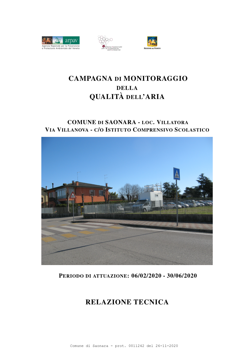 Campagna Di Monitoraggio Qualità Dell'aria Relazione