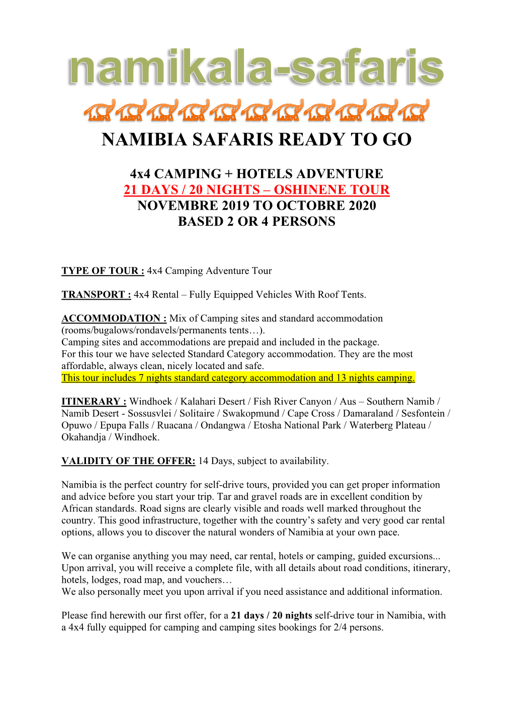 Namibia Safaris Ready to Go