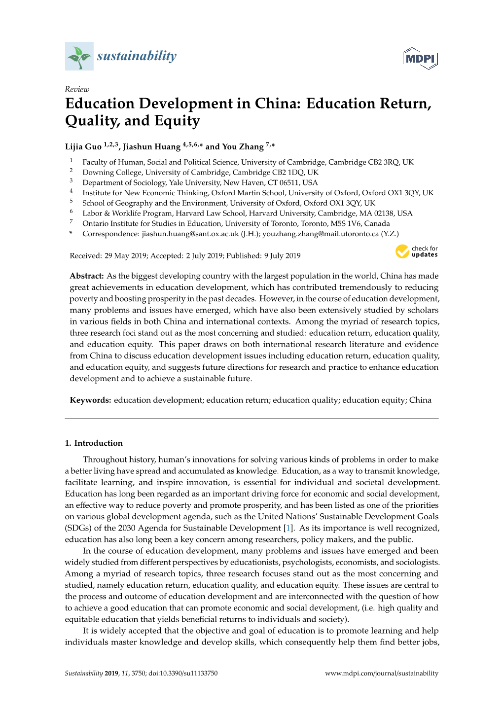 Education Development in China: Education Return, Quality, and Equity