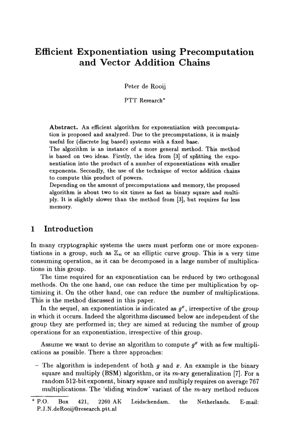 Efficient Exponentiation Using Precomputation and Vector Addition Chains