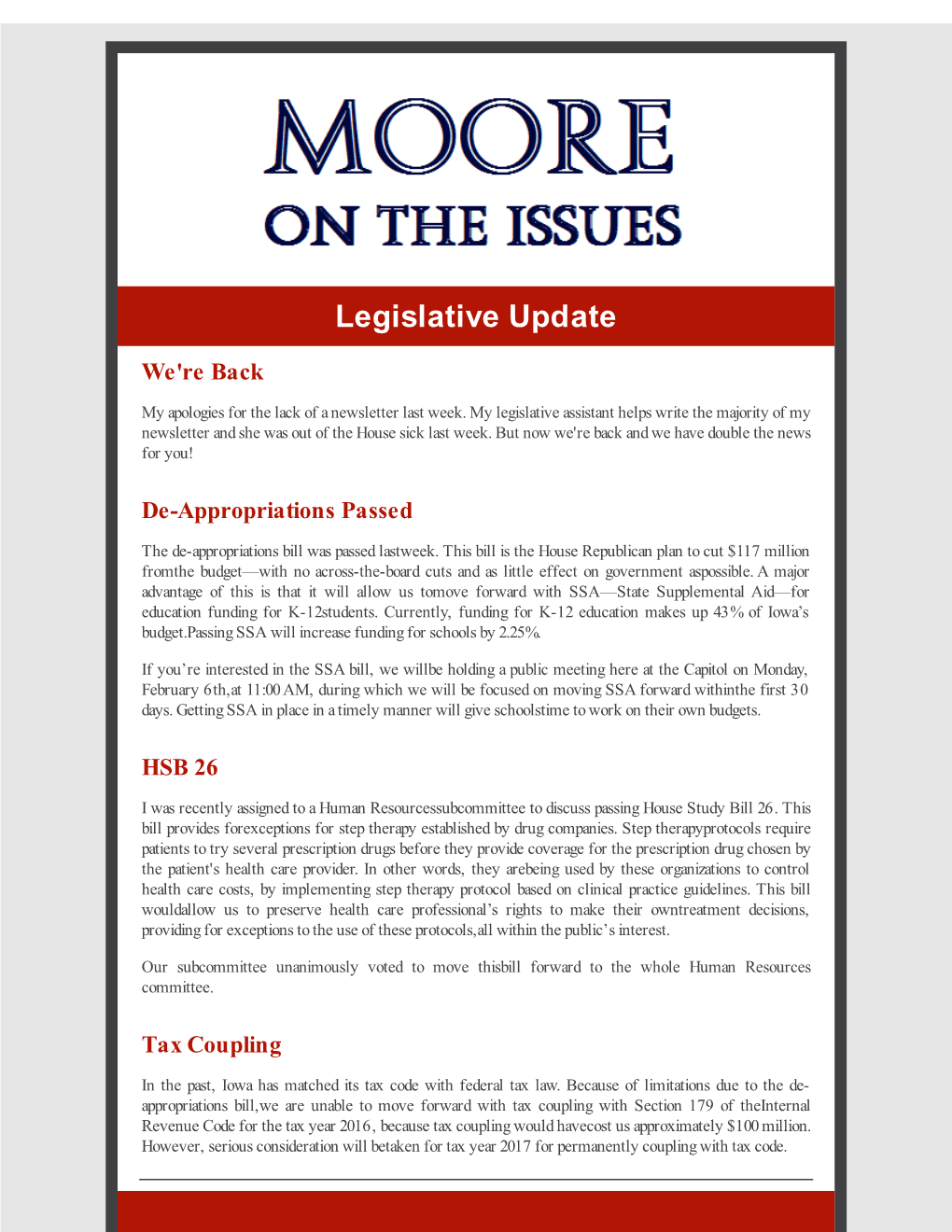 Legislative Update