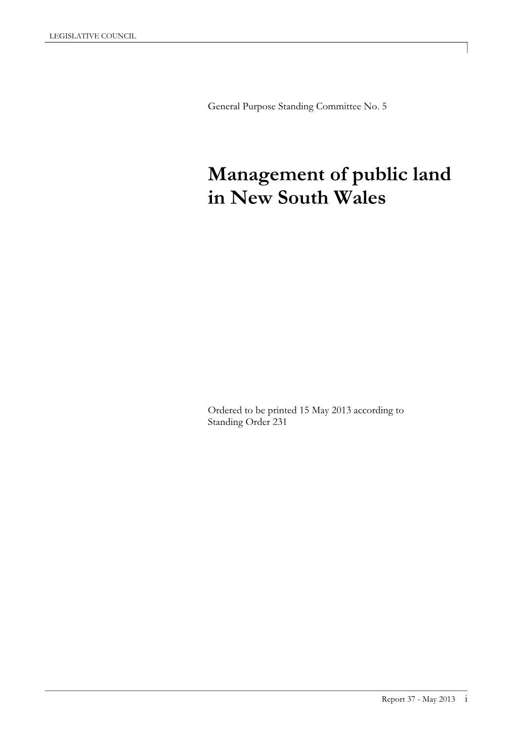 Management of Public Land in New South Wales