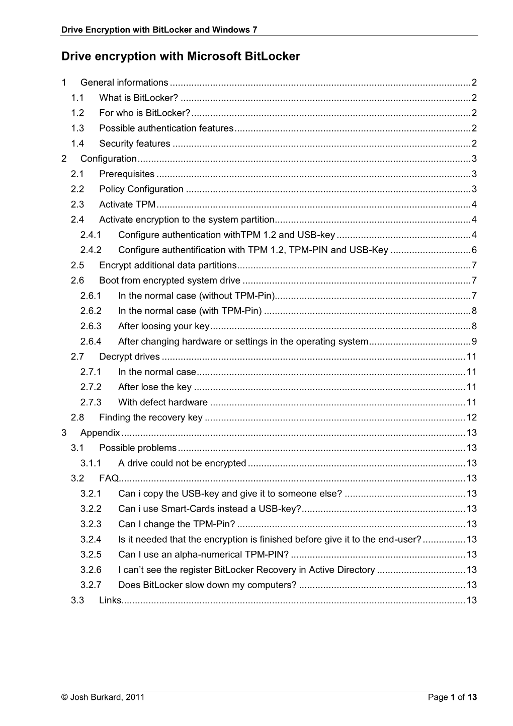 Drive Encryption with Bitlocker and Windows 7