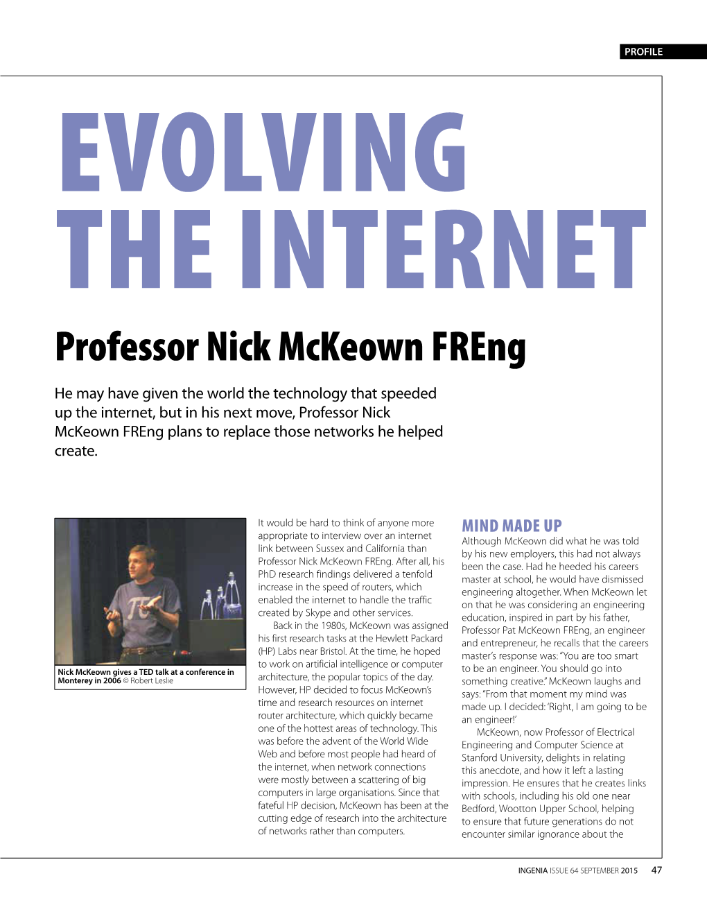 Professor Nick Mckeown Freng