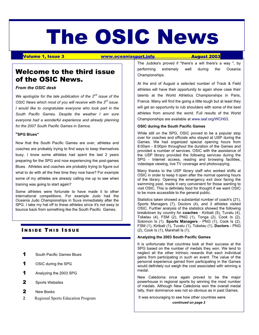 The OSIC News