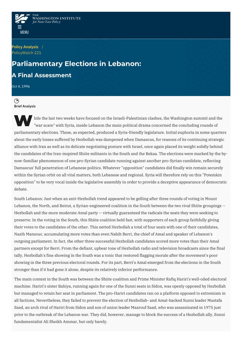 Parliamentary Elections in Lebanon: a Final Assessment | the Washington Institute