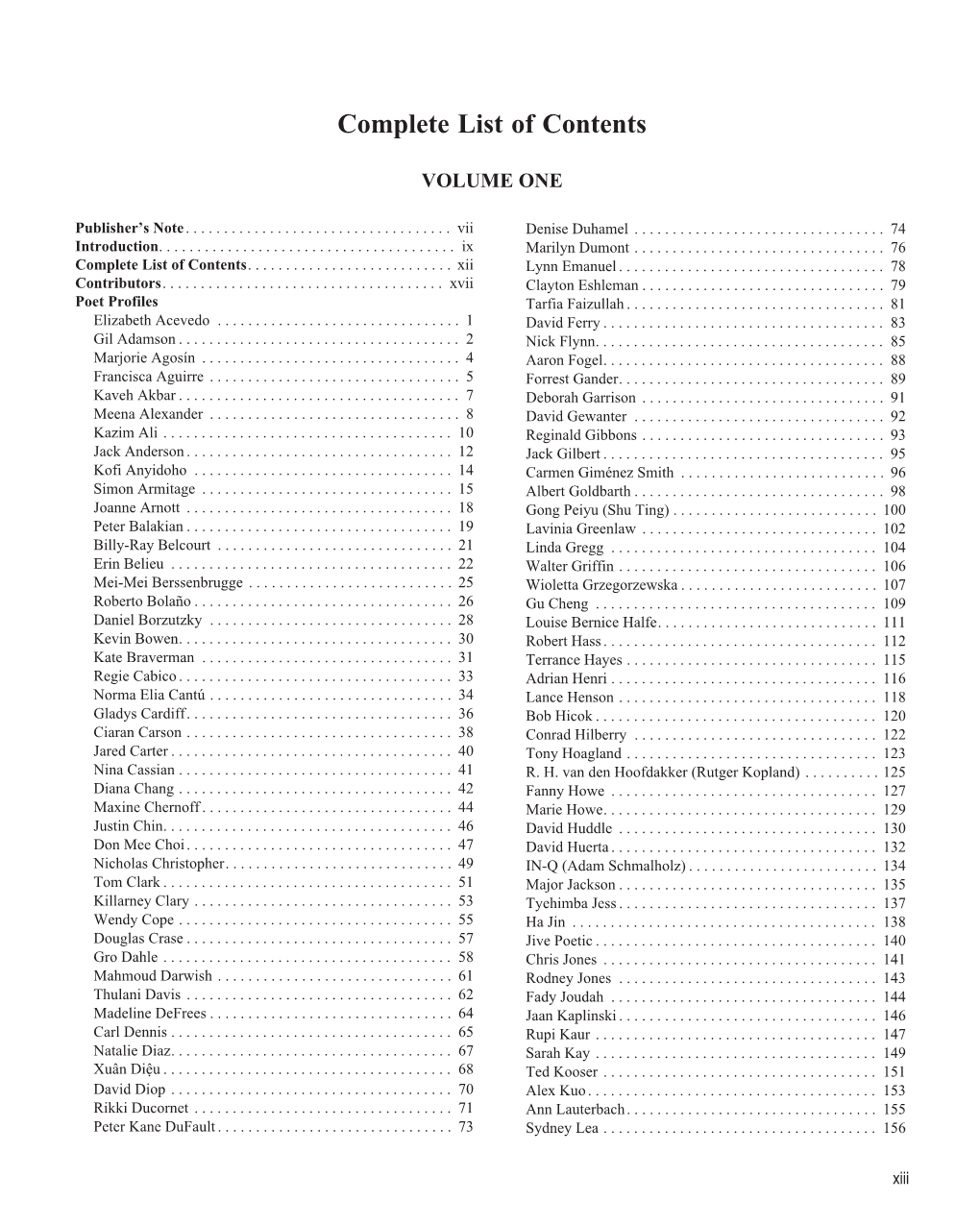 Table of Contents