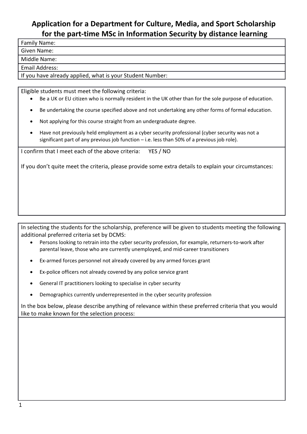 DL DCMS Bursary Application Form