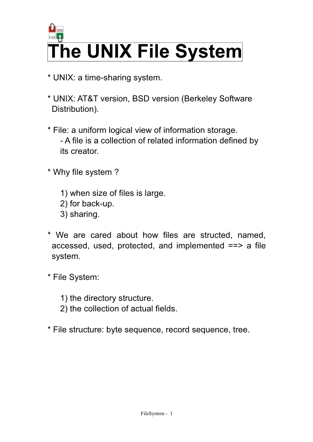 UNIX File System