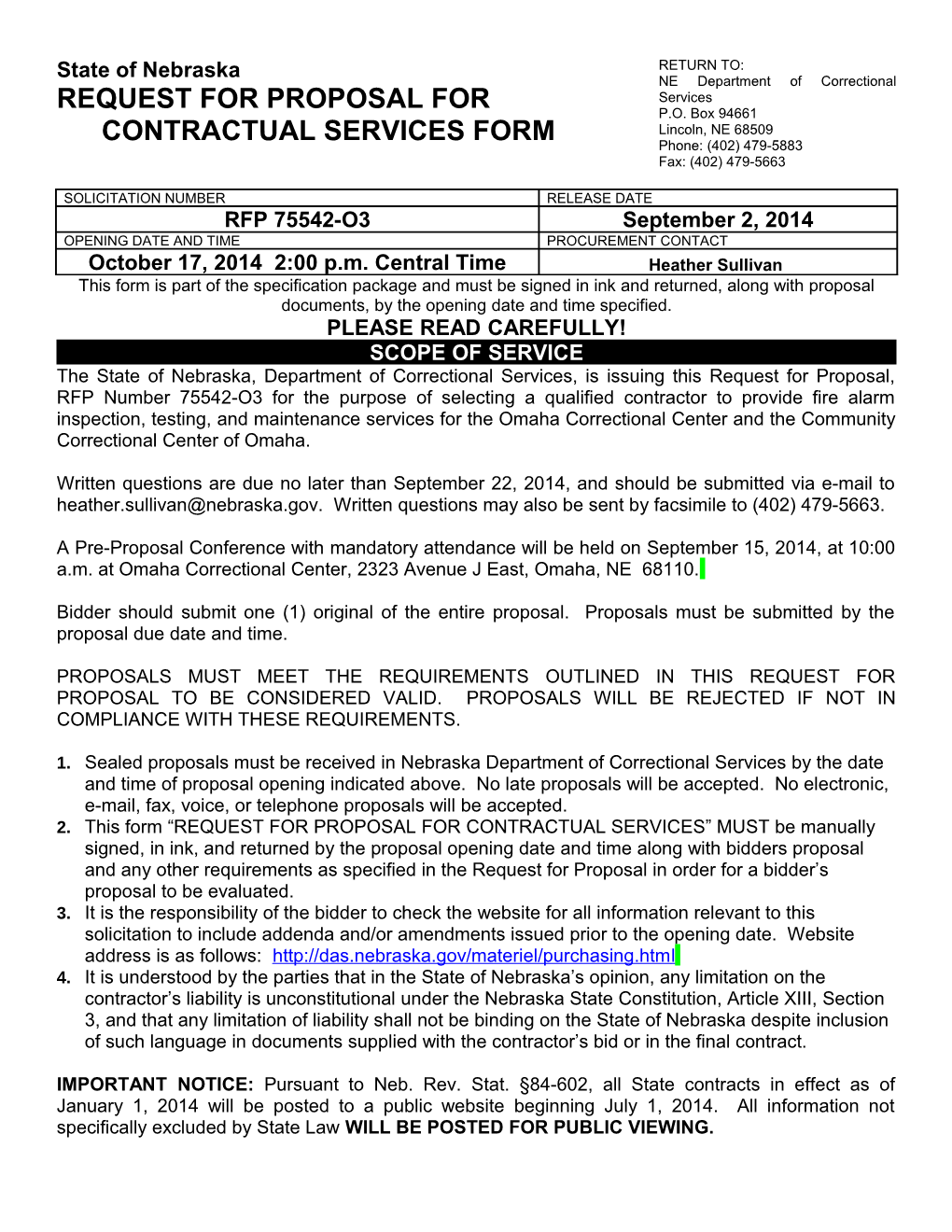 State of Nebraska (State Purchasing Bureau) s15