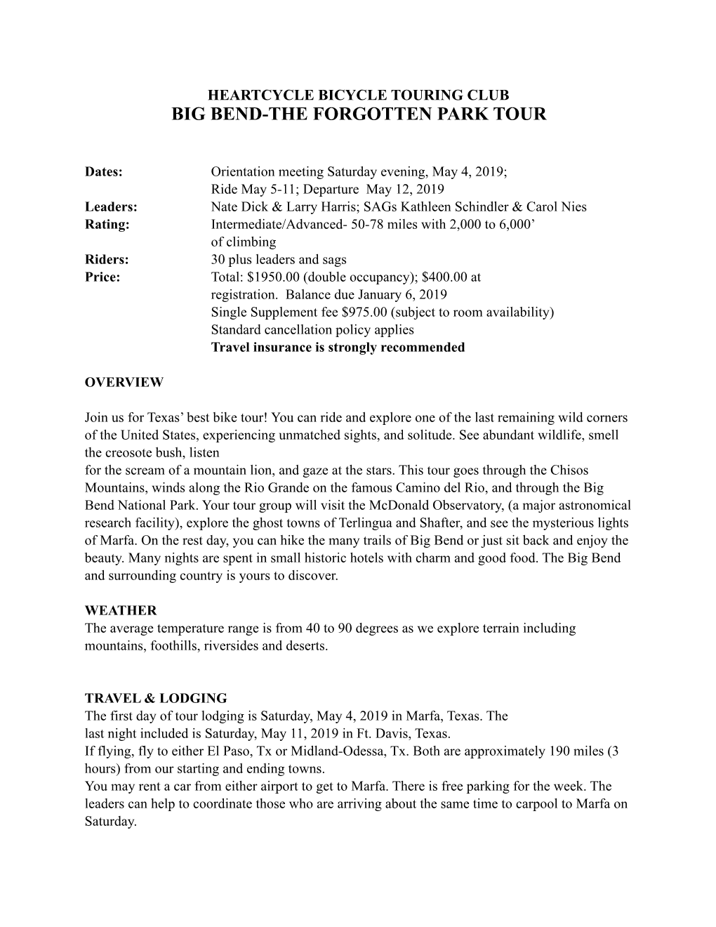 Big Bend-The Forgotten Park Tour