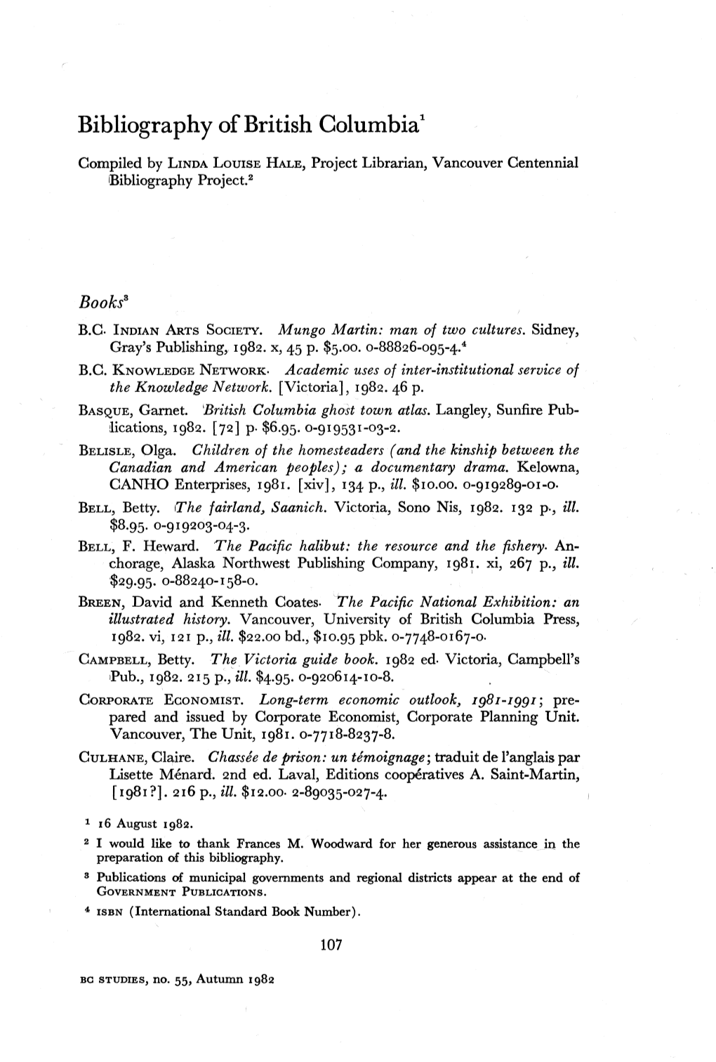 Bibliography of British Columbia1