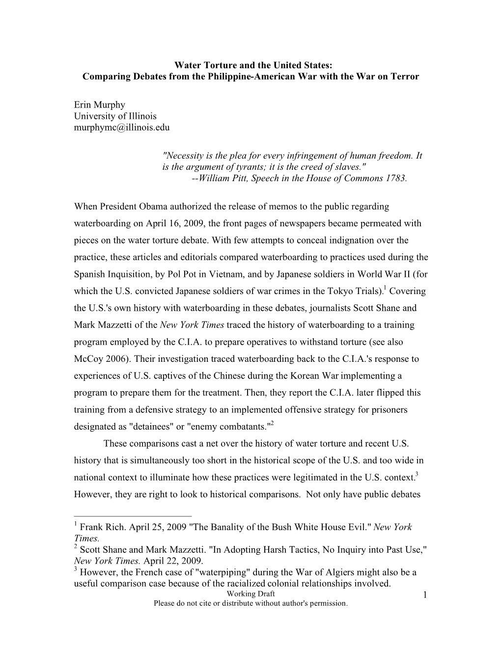 Water Torture and the United States: Comparing Debates from the Philippine-American War with the War on Terror