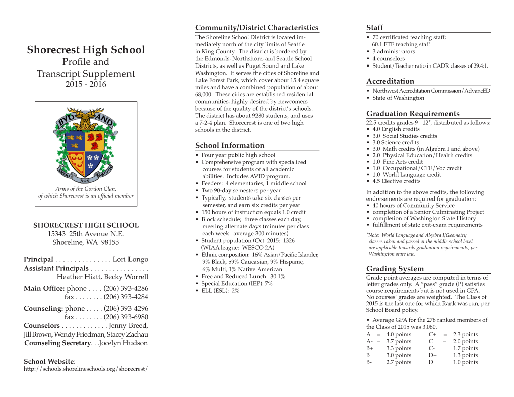 Shorecrest High School in King County