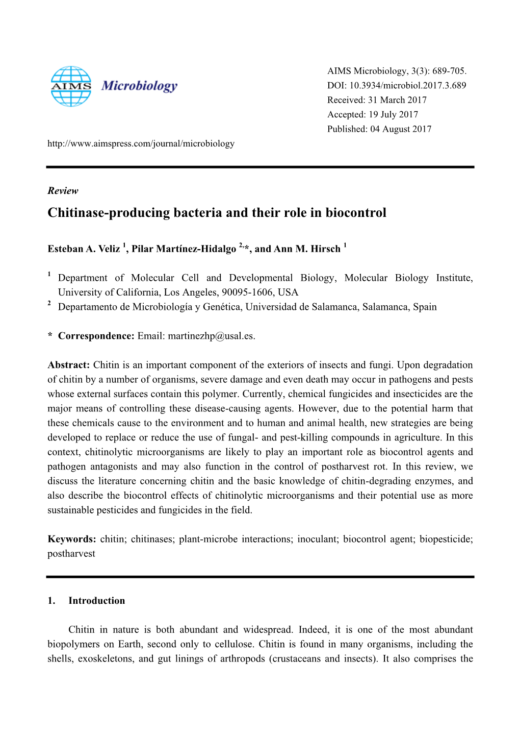 Chitinase-Producing Bacteria and Their Role in Biocontrol