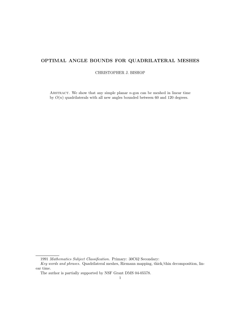 Optimal Angle Bounds for Quadrilateral Meshes