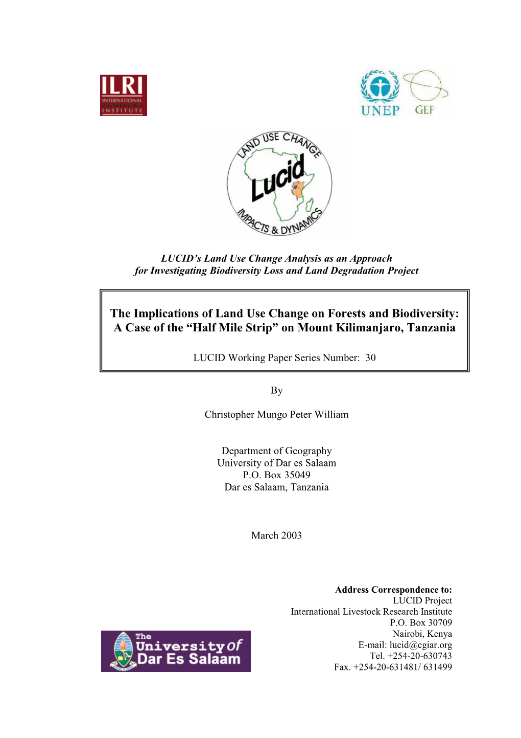 The Implications of Changes in Land Use on Forests And