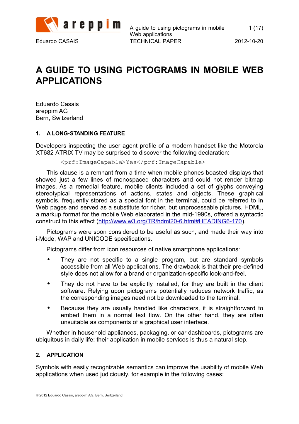 A Guide to Using Pictograms in Mobile Web Applications