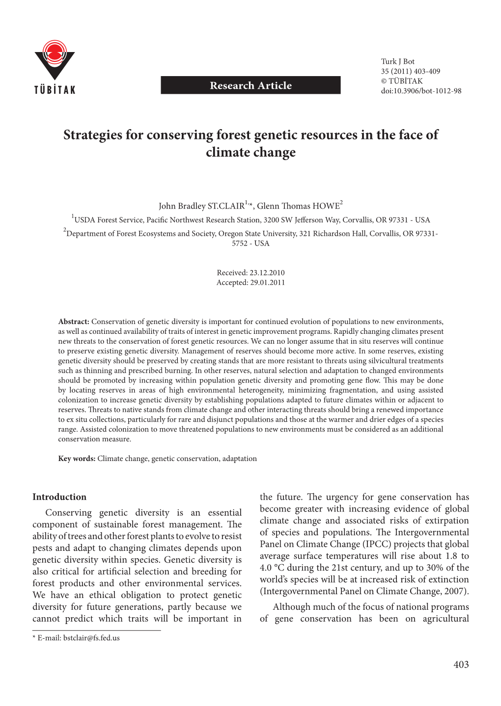 Strategies for Conserving Forest Genetic Resources in the Face of Climate Change