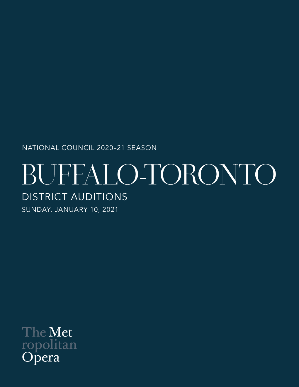 BUFFALO-TORONTO DISTRICT AUDITIONS SUNDAY, JANUARY 10, 2021 the 2020 National Council Finalists Photo: Fay Fox / Met Opera