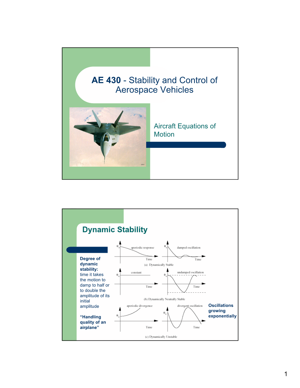 AE 430 - Stability and Control of Aerospace Vehicles