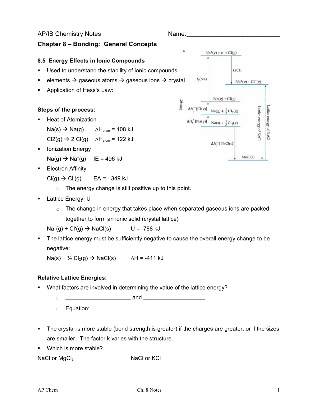 Chapter 8 Bonding: General Concepts