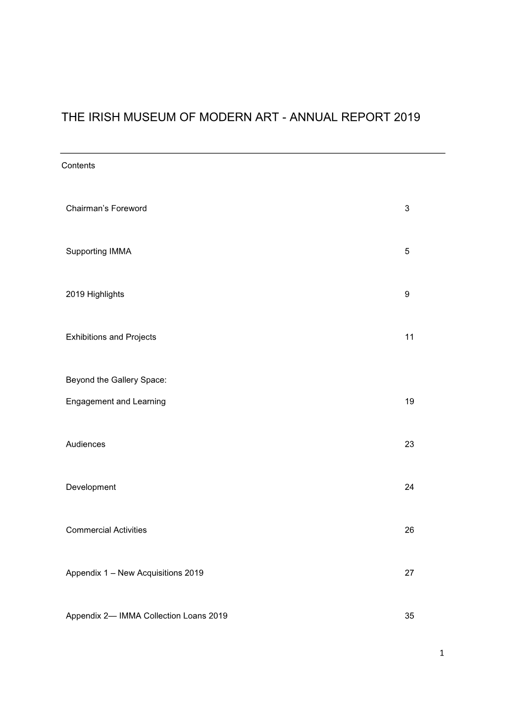 The Irish Museum of Modern Art - Annual Report 2019