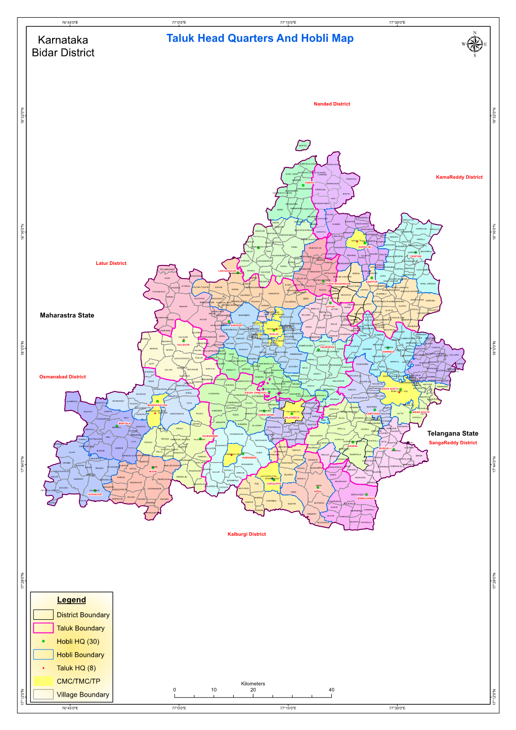 Karnataka Bidar District Taluk Head Quarters and Hobli